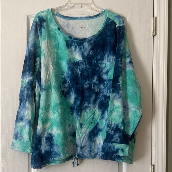 Belle by Kim Gravel Tops - Belle by Kim Graver Aqua and Navy Tie-Dye Sweatshirt and Pant Set Size 4X